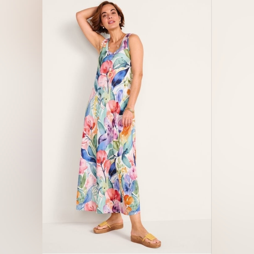 NWT Soft Surroundings Santiago Sleevless Maxi Dress - Tropical Floral